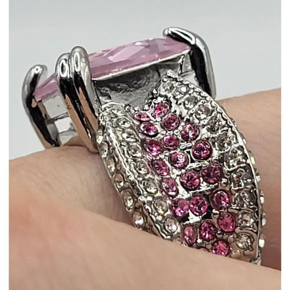 Chunky Estate Pink Diamond Ring Womens Engagement Ring Size 9